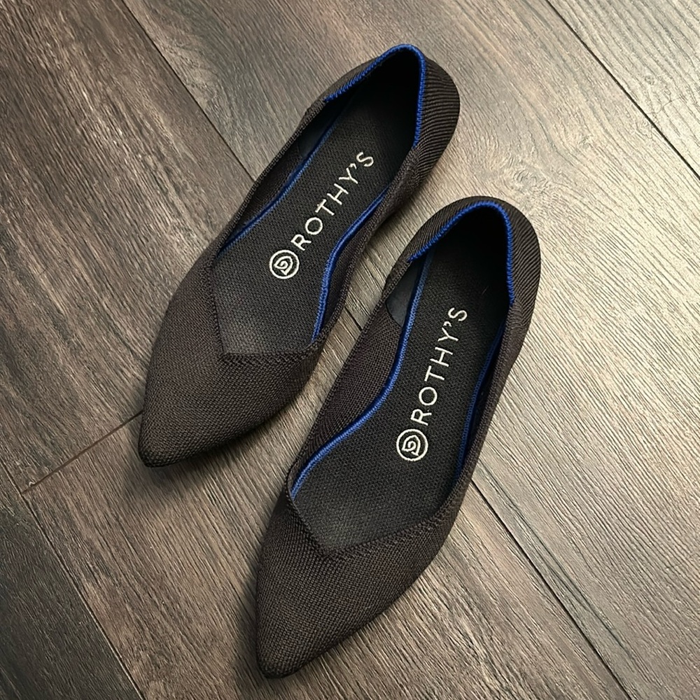 Rothy’s Point Flats in dark grey